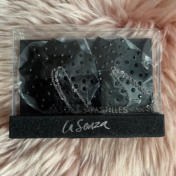 NWT La Senza Black Rhinestone Pasties with chains - Picture 2 of 3